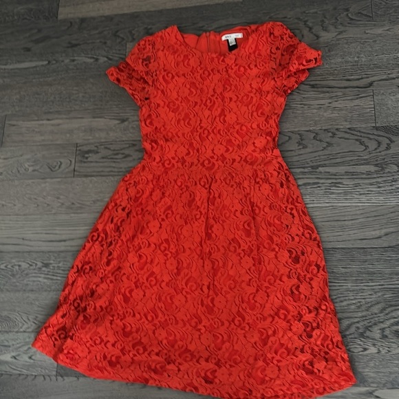 Mango red lace mini dress Sz M - Picture 2 of 10